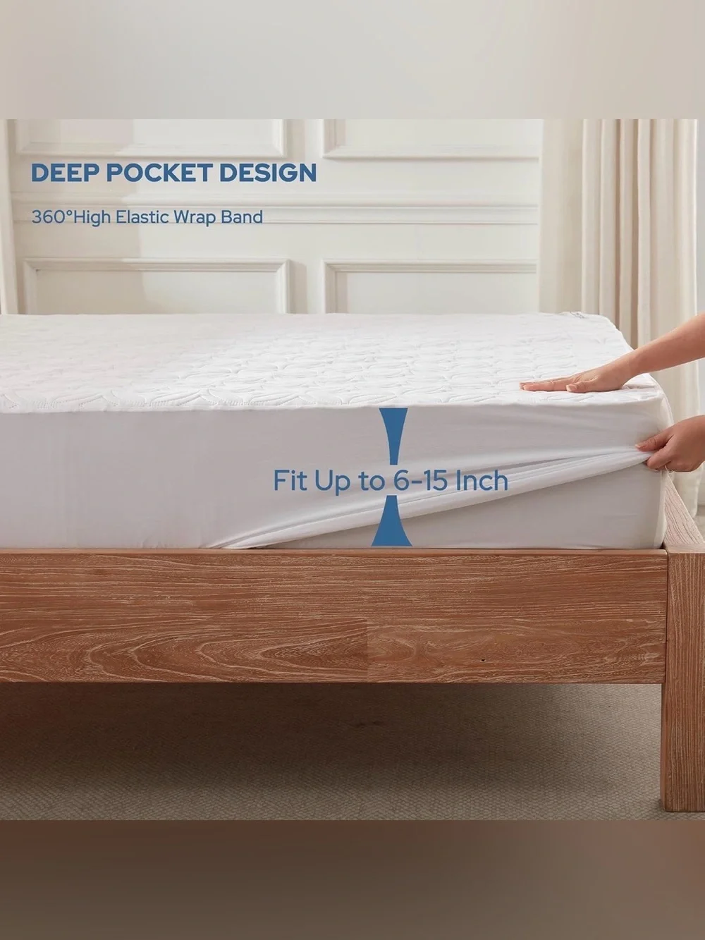 BEDLORE Waterproof Mattress Protector, Full Size Mattress Pad (White) NEW